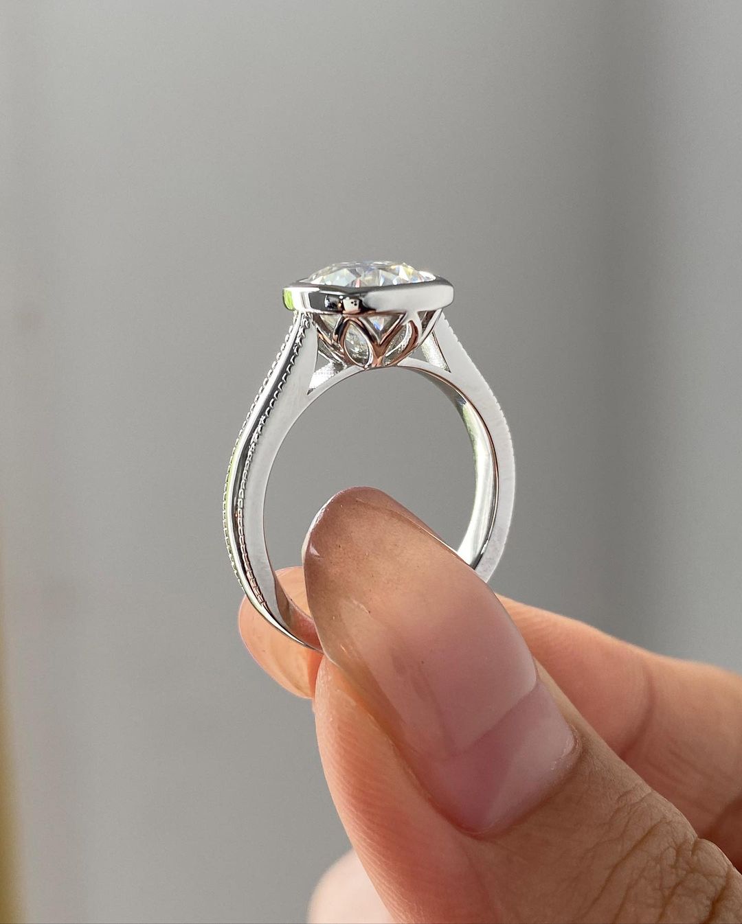 2.88Ct White Cushion Cut Bezel Ring | Engagement Ring For Fiancée | Daily Wear Ring | Women Jewelry Collection