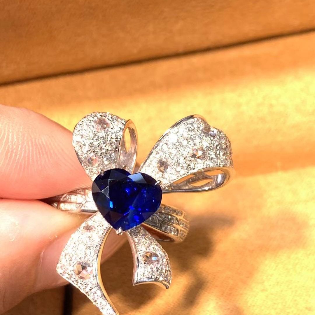 Bow Style 2.5Ct Blue Heart Cut Solitaire Ring For Her | Party Wear Ring For Women | Perfect Gift For Special Occasion Ring | Stylish Ring For Girl