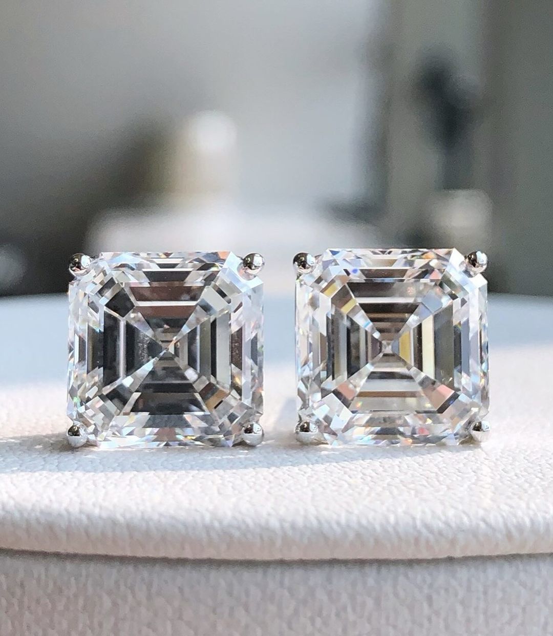 White Asscher Cut Cubic Zirconia Solitaire Stud Earring For Her | Basket Set Stud Earring For Women | Stylish Engagement Gift Earring For Love