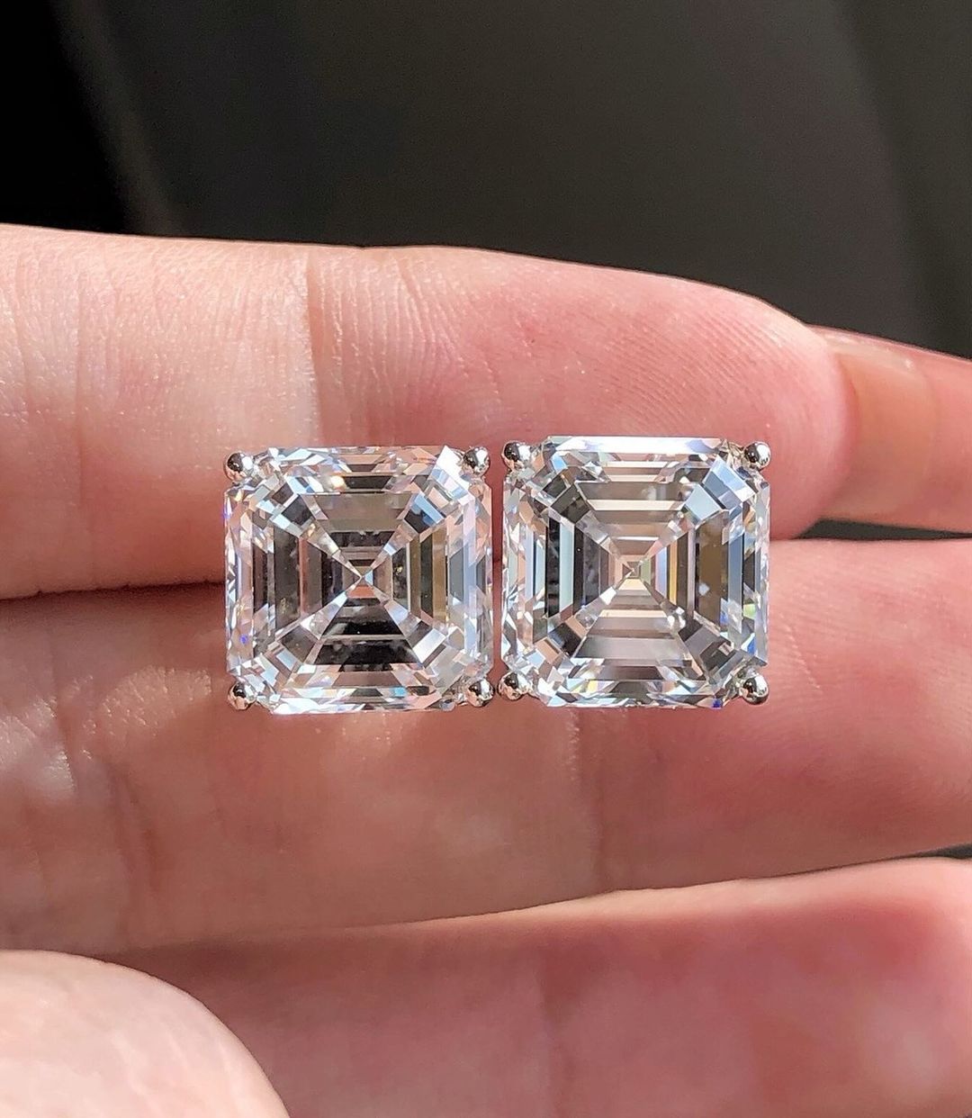 White Asscher Cut Cubic Zirconia Solitaire Stud Earring For Her | Basket Set Stud Earring For Women | Stylish Engagement Gift Earring For Love