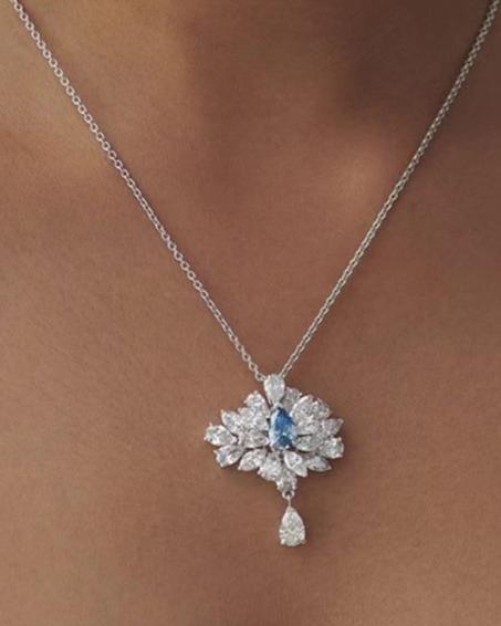 2.70Ct Aquamarine Color Pear Cut Cluster Pendant | Party Wear Pendant For Women | Luxury Jewelry | Stunning Pendant | High Quality Pendant