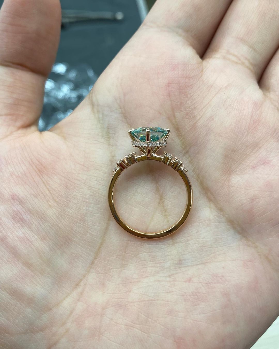 2.77Ct Green Princess Cut Moissanite Solitaire Ring | Wedding Ring For Bridal | Jewelry Collection For Women