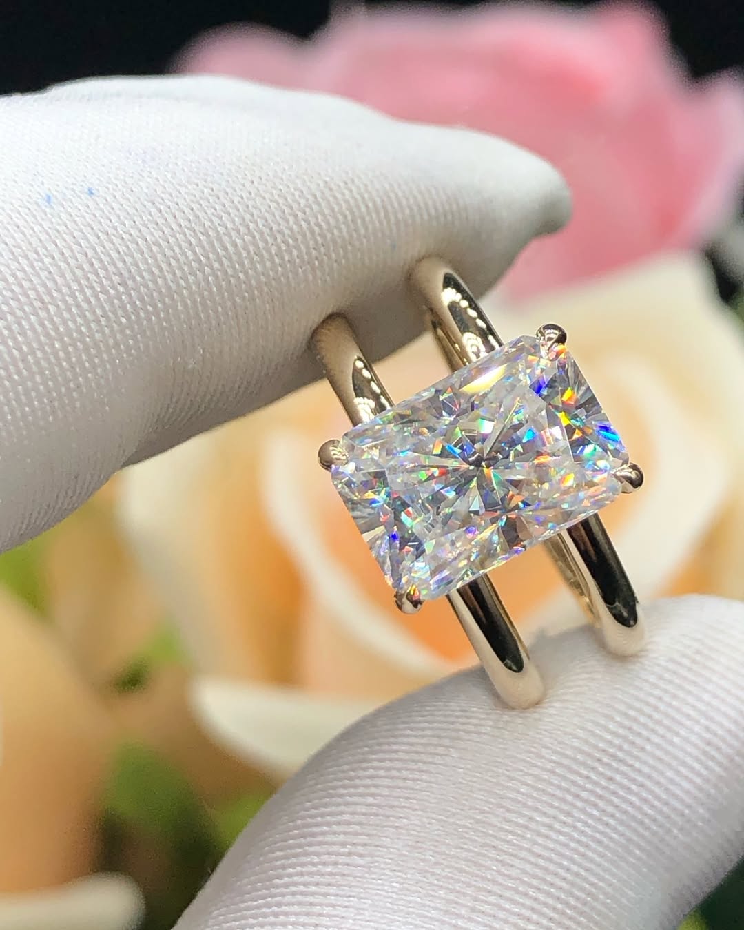 3.20Ct White Radiant Cut Solitaire Ring | Party Wear Ring | Birthstone Ring For Women | Jewelry Collection