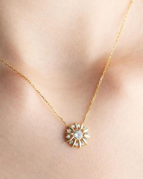 Sun Shape 2.60Ct White Round Cut prong Pendant | Special Occasion Pendant For Her | Glamorous Pendant For Women | Bridal Jewelry
