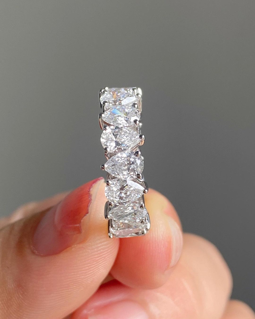 2.5Ct White Pear Cut Full Eternity Band Ring | Wedding Band Ring For Bridal | Glamorous Ring