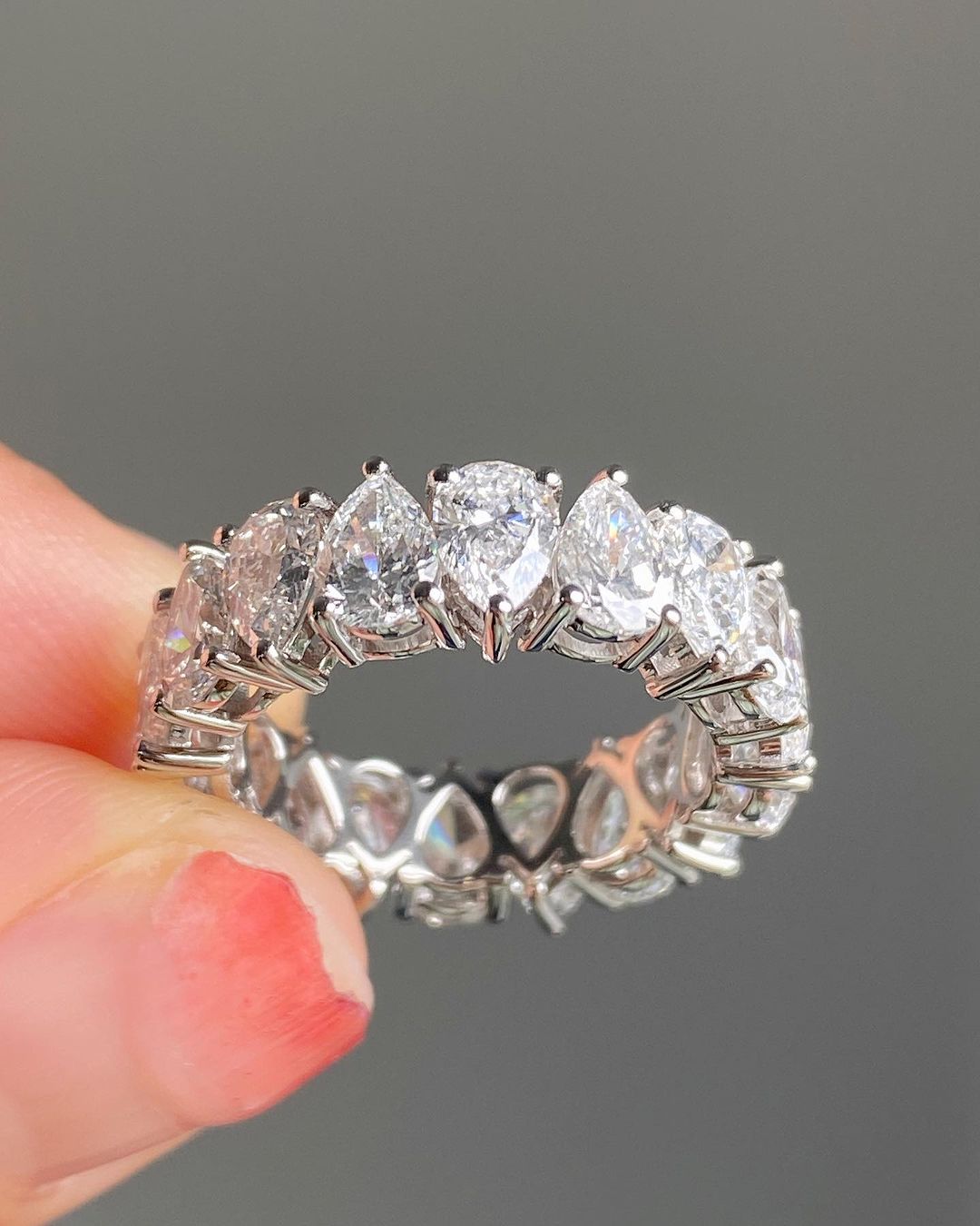 2.5Ct White Pear Cut Full Eternity Band Ring | Wedding Band Ring For Bridal | Glamorous Ring