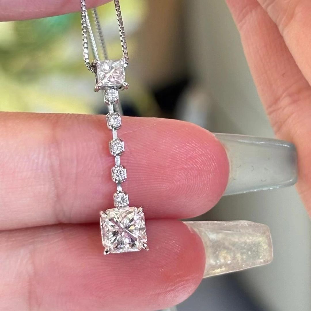 2.88Ct White Princess Cut Solitaire Pendant | Surprise Gift Pendant | Thank You Gift Pendant | Customizable Pendant For Women