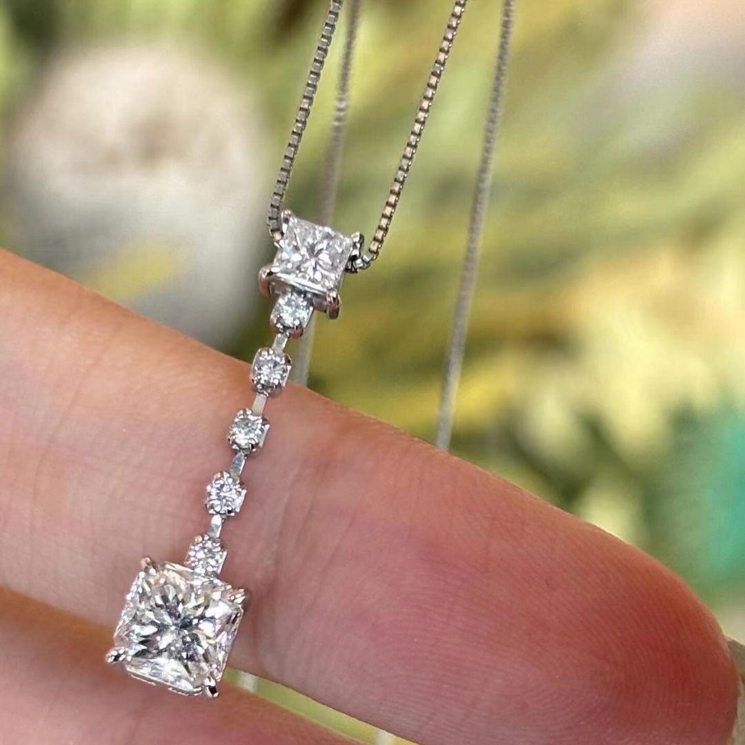 2.88Ct White Princess Cut Solitaire Pendant | Surprise Gift Pendant | Thank You Gift Pendant | Customizable Pendant For Women
