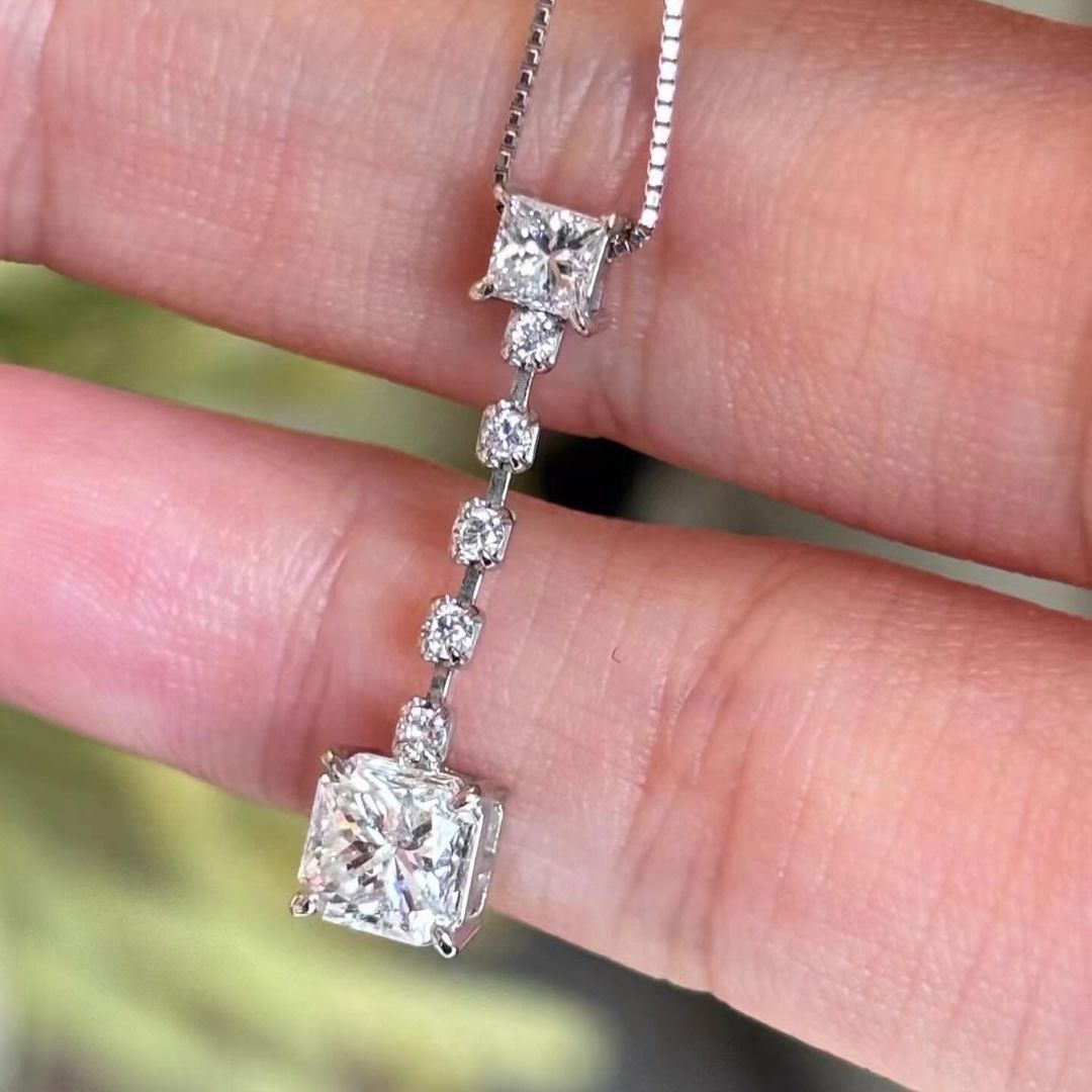 2.88Ct White Princess Cut Solitaire Pendant | Surprise Gift Pendant | Thank You Gift Pendant | Customizable Pendant For Women