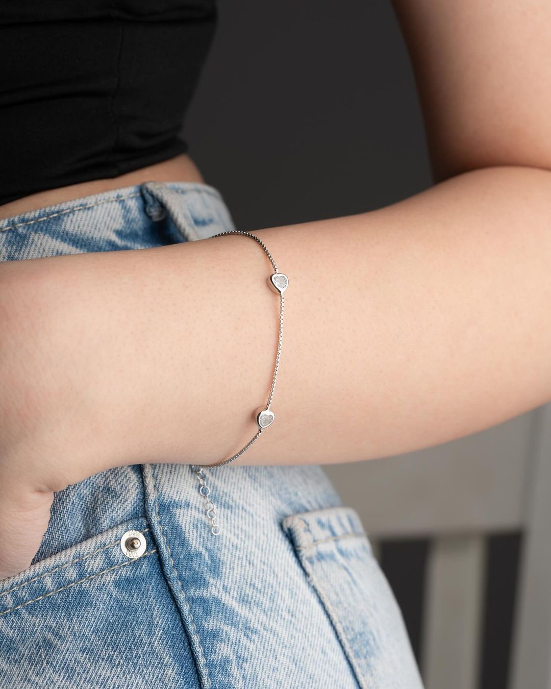 White Heart Brilliant Cut Signity Diamond Bezel Bracelet For Women | Box Chain Bracelet | Birthday Gift Bracelet For Her