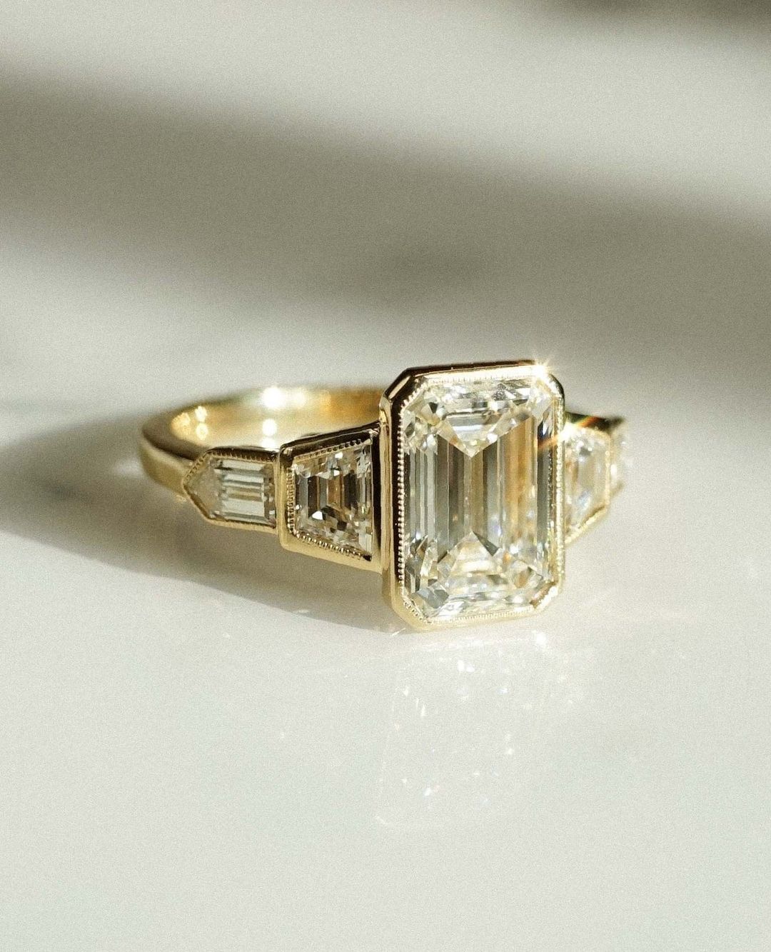 3.2Ct White Emerald Cut Bezel Ring | Vintage Ring | Wedding Ring For Bridal | Fashion Jewelry
