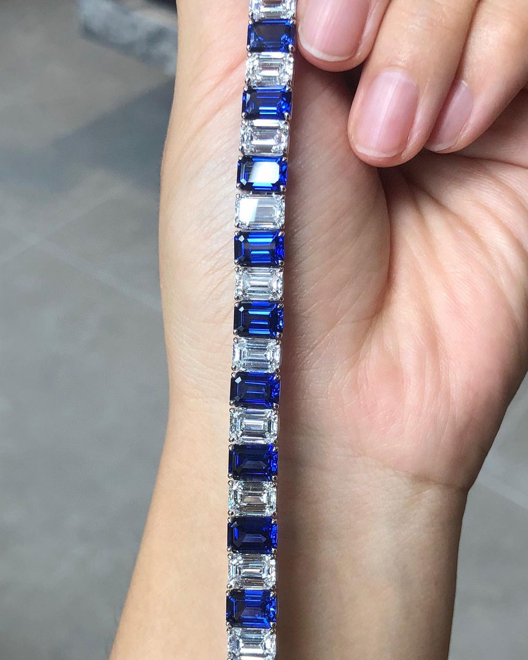 Blue And White Emerald Brilliant Cut Signity Diamond Tennis Bracelet For Women | Birthday Gift Tennis Bracelet | Special Occasion Bracelet