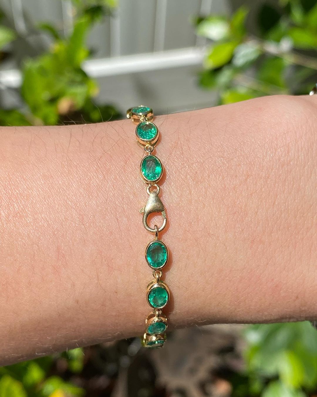 Green Oval Brilliant Cut Signity Diamond Bezel Tennis Bracelet | Birthday Gift Bracelet For Her | Thank You Gift Bracelet For Women