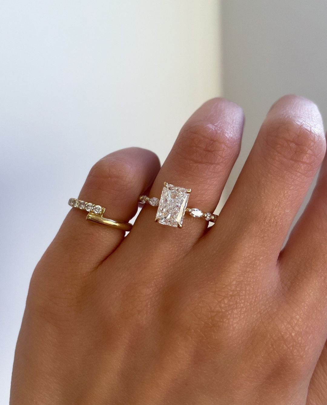 2.6Ct White Radiant Cut Solitaire Ring | Engagement Ring For Fiancee | Ice Crushed Ring | Stacking Ring
