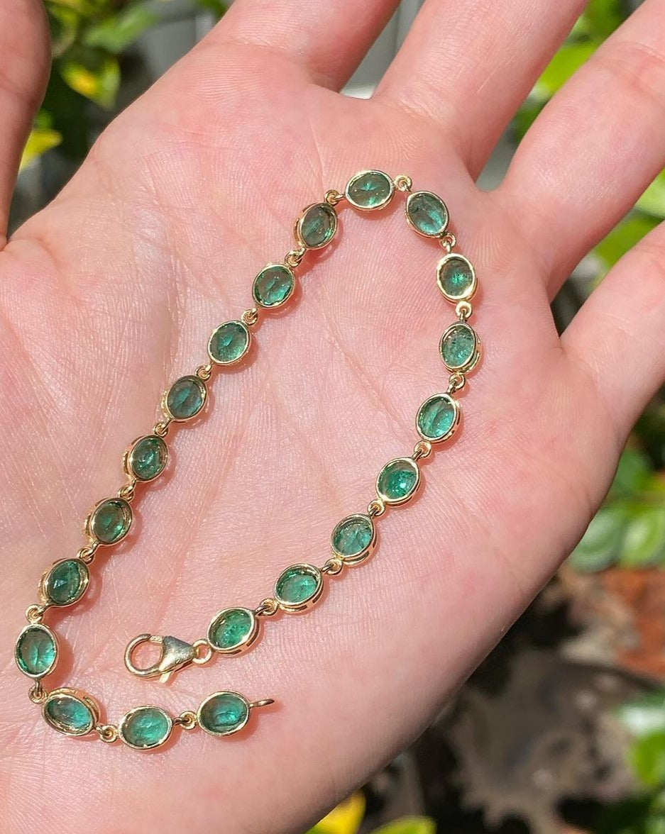 Green Oval Brilliant Cut Signity Diamond Bezel Tennis Bracelet | Birthday Gift Bracelet For Her | Thank You Gift Bracelet For Women