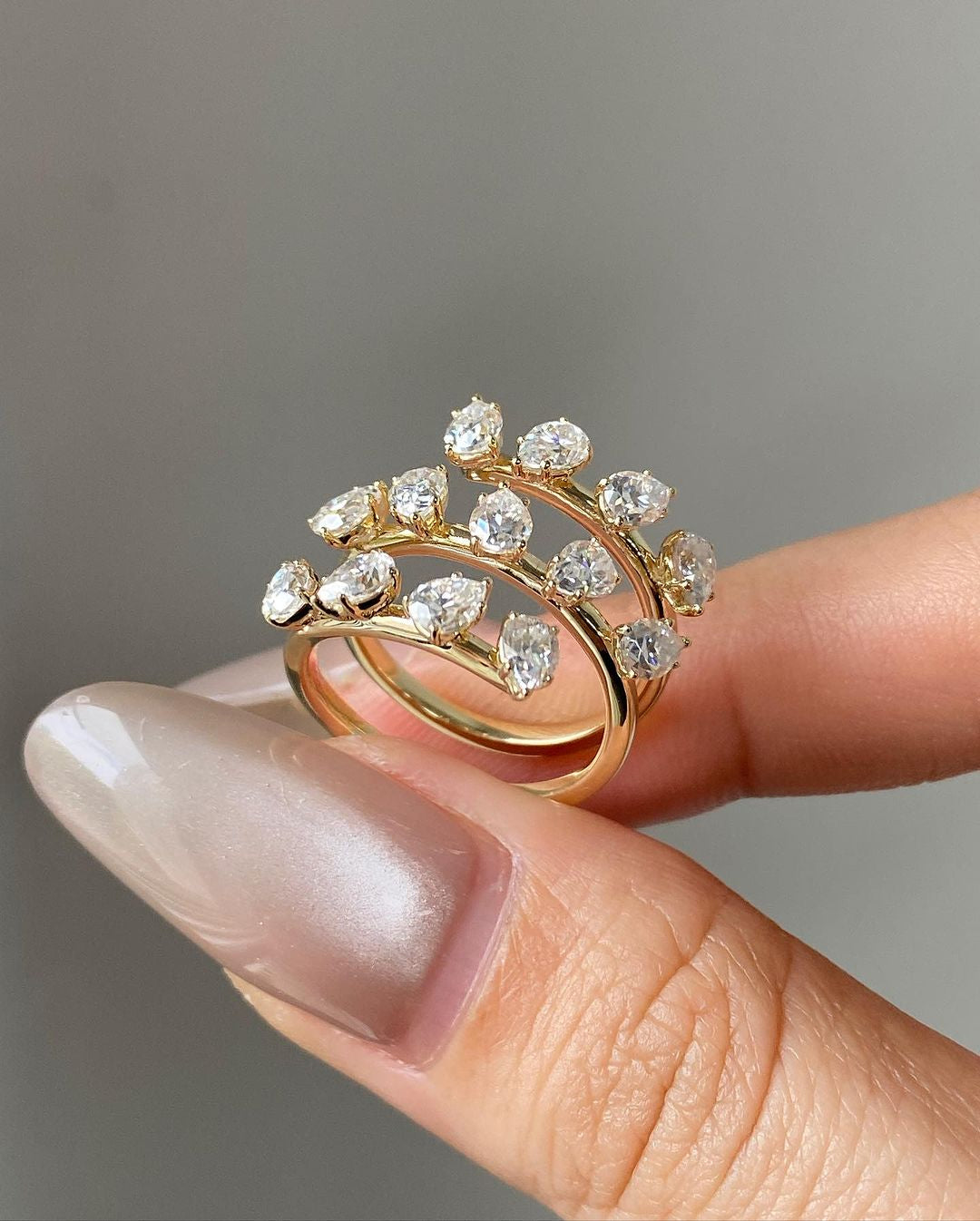 1.5Ct White Pear Cut Prong Set Wrap Ring For Women | Bypass Band Ring |Stylish Band Ring | Fashion Jewelry Piece