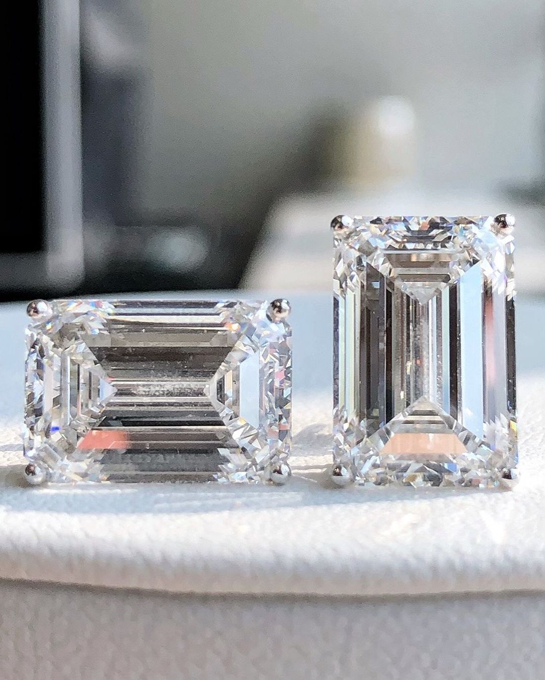 White Emerald Cut Cubic Zirconia Solitaire Stud Earrings For Her | Anniversary Gift Stud Earring For Wife | Glamorous Stud Earring For Ladies