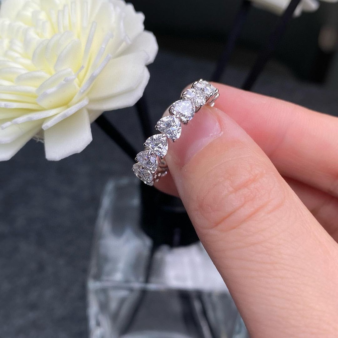 1.2Ct White Heart Cut Prong Set And Full Eternity Band For Her | Proposal Gift Band For Love | Lovable Gift Band For Wife | Valentine's Gift Band