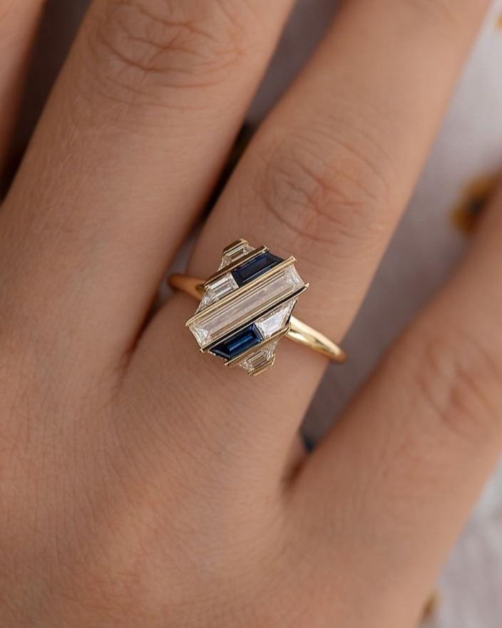 2.4Ct White Baguette Cut Half Bezel Set Ring | Bridesmaid Gift Ring | Anniversary Gift Ring For Wife | Elegance Design Ring