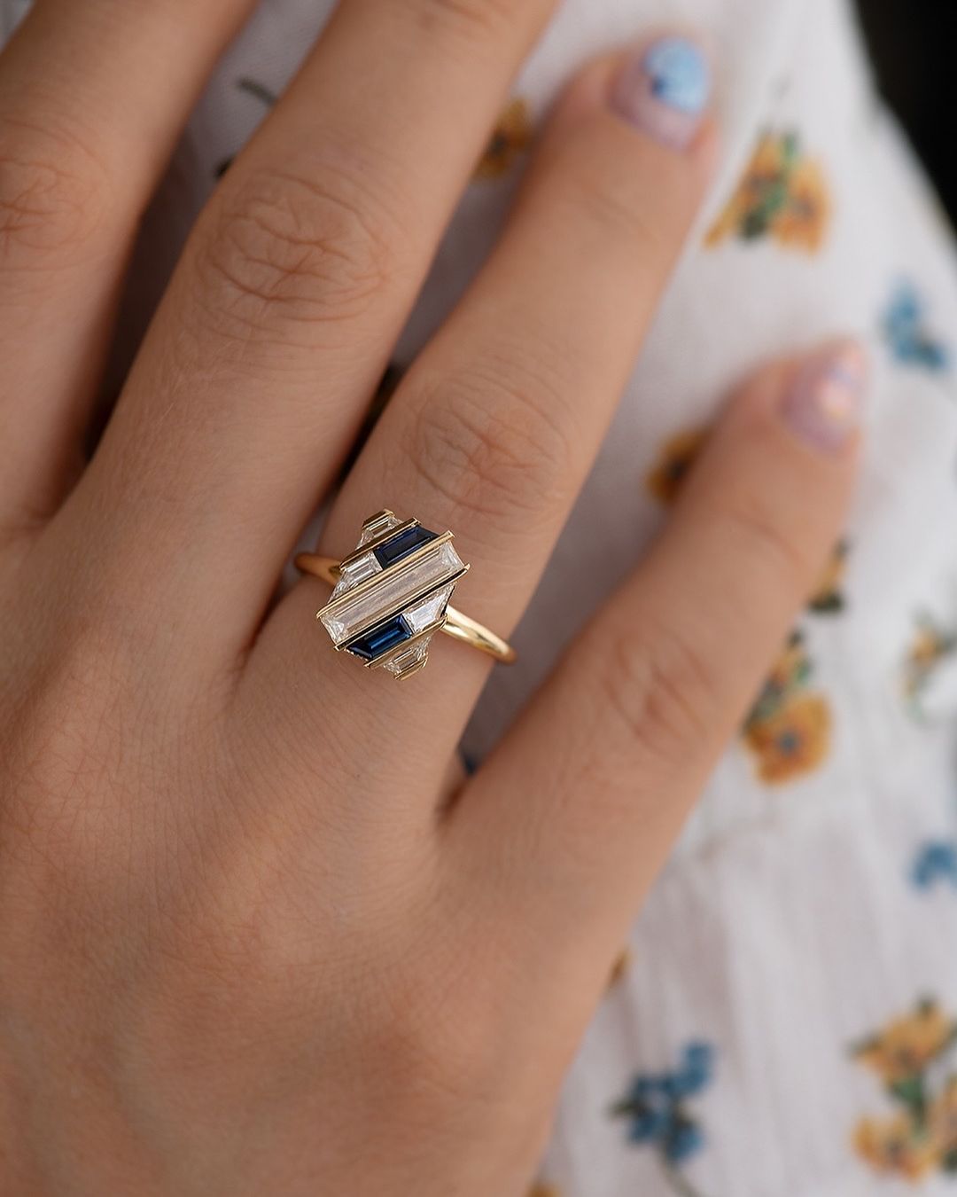 2.4Ct White Baguette Cut Half Bezel Set Ring | Bridesmaid Gift Ring | Anniversary Gift Ring For Wife | Elegance Design Ring