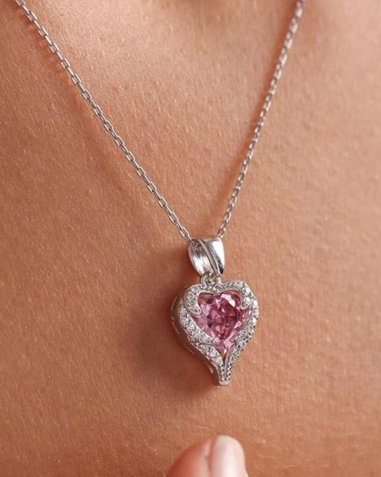 2.70Ct Light Pink Heart Cut Prong Pendant | Anniversary Gift Pendant For Her | Birthstone Pendant For Women | Luxury Jewelry