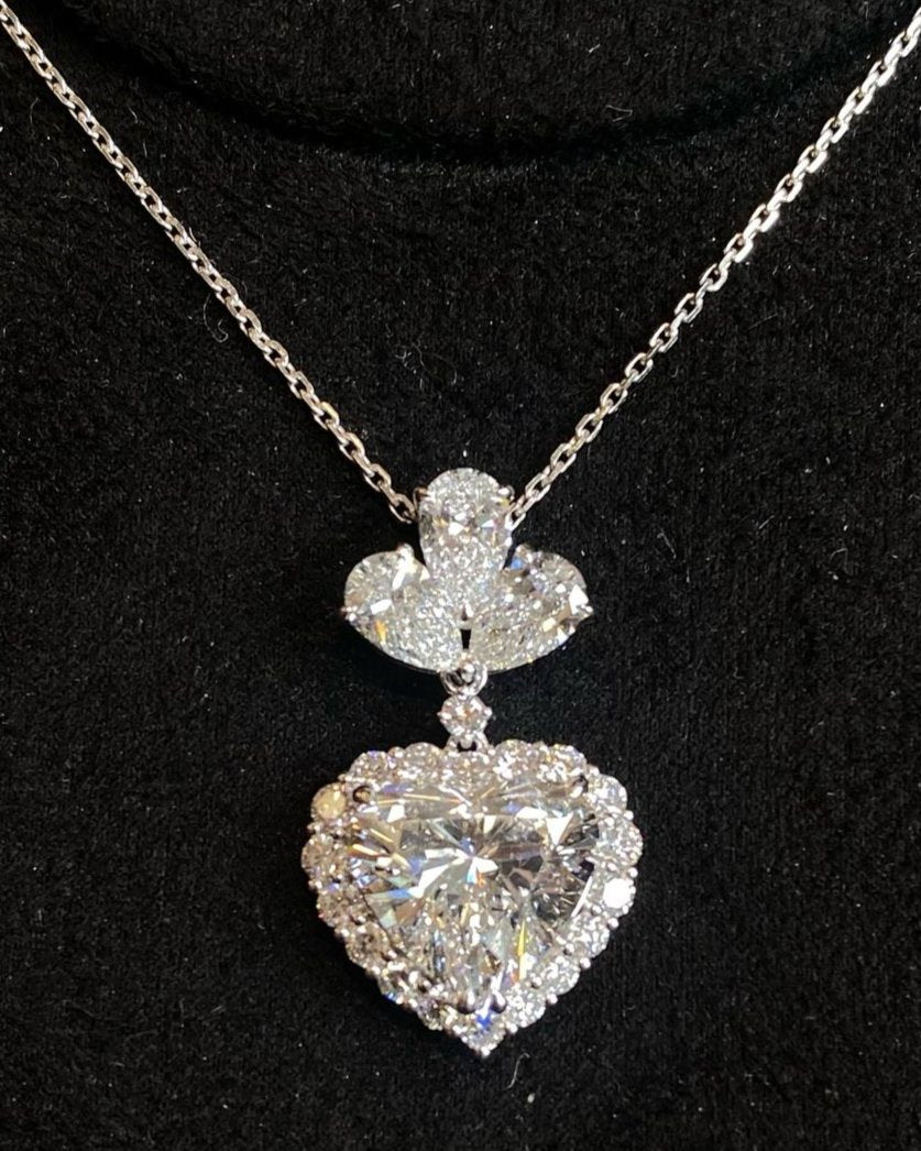 2.80Ct White Heart Cut Halo Pendant | Anniversary Gift Pendant | Perfect Gift Pendant For Bridal | Lovable Gift Pendant For Her | Fashion Jewelry