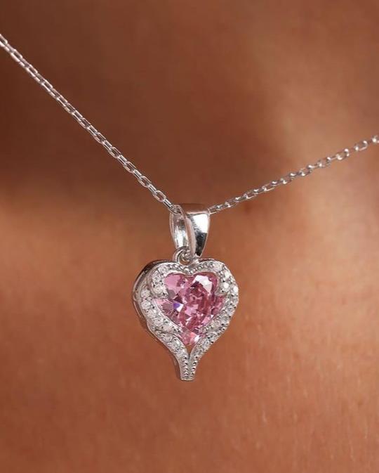2.70Ct Light Pink Heart Cut Prong Pendant | Anniversary Gift Pendant For Her | Birthstone Pendant For Women | Luxury Jewelry