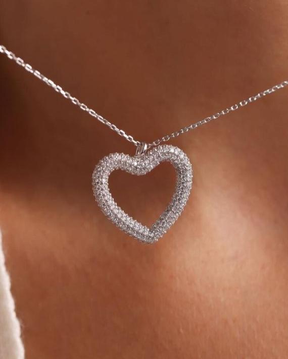 Heart Shape 3.30Ct White Round Cut Cluster Pendant | Anniversary Gift Pendant For Pendant | Surprise Gift Pendant For Women | Sentimental Gift Pendant