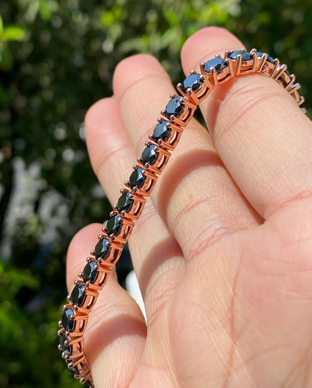 Black Round Brilliant Cut Signity Diamond Prong Set Tennis Bracelet | Birthday Gift Bracelet For Mother | Fashion Jewelry For Women