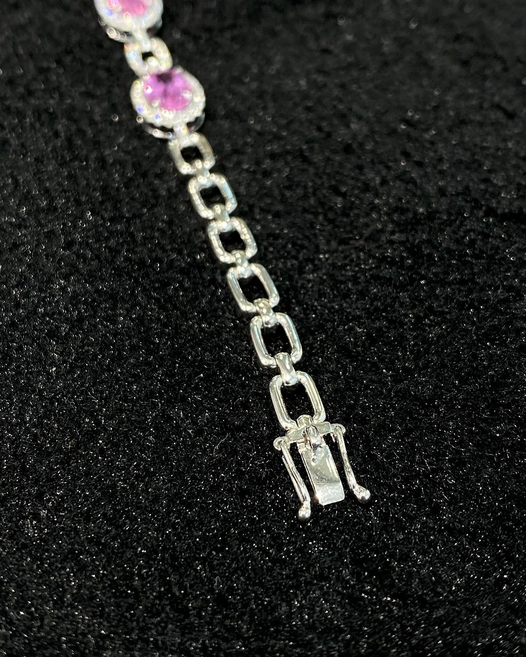 Pink Oval Brilliant Cut Signity Diamond Halo Bracelet For Her | Wedding Gift Jewelry For Bridal | Designer Bracelet For Her