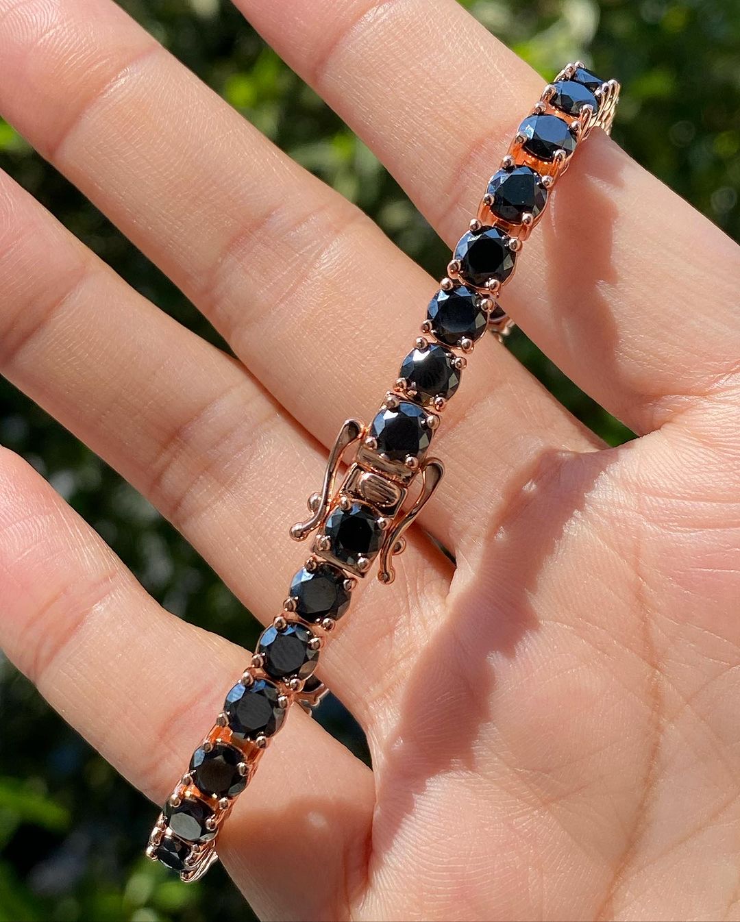 Black Round Brilliant Cut Signity Diamond Prong Set Tennis Bracelet | Birthday Gift Bracelet For Mother | Fashion Jewelry For Women