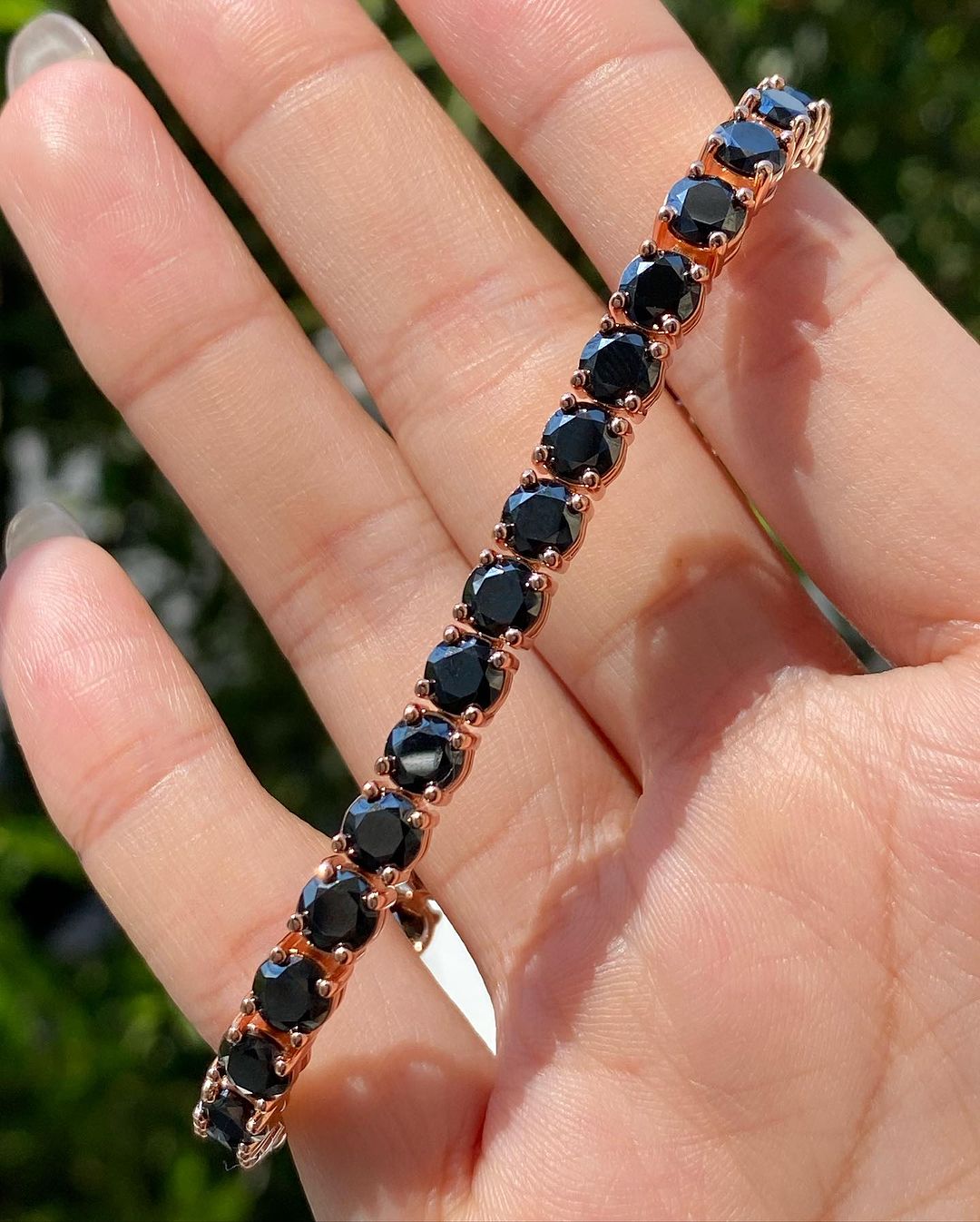 Black Round Brilliant Cut Signity Diamond Prong Set Tennis Bracelet | Birthday Gift Bracelet For Mother | Fashion Jewelry For Women