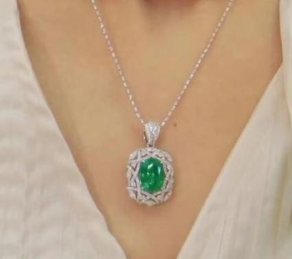3.50Ct Green Cushion Cut Solitaire Pendant | Party Wear Pendant | Special Occasion Pendant | Wedding Pendant For Bridal