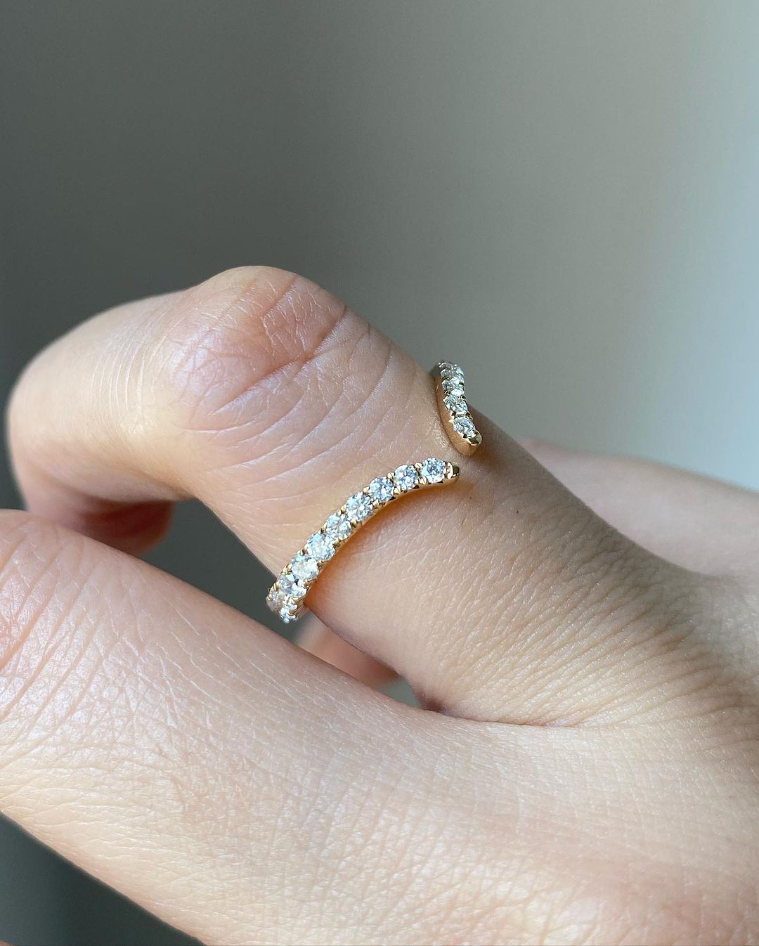 1.2Ct White Round Cut Pave Band For Women | Open Cuff Band For Her | Everyday Wear Jewelry | Thank You Gift Band