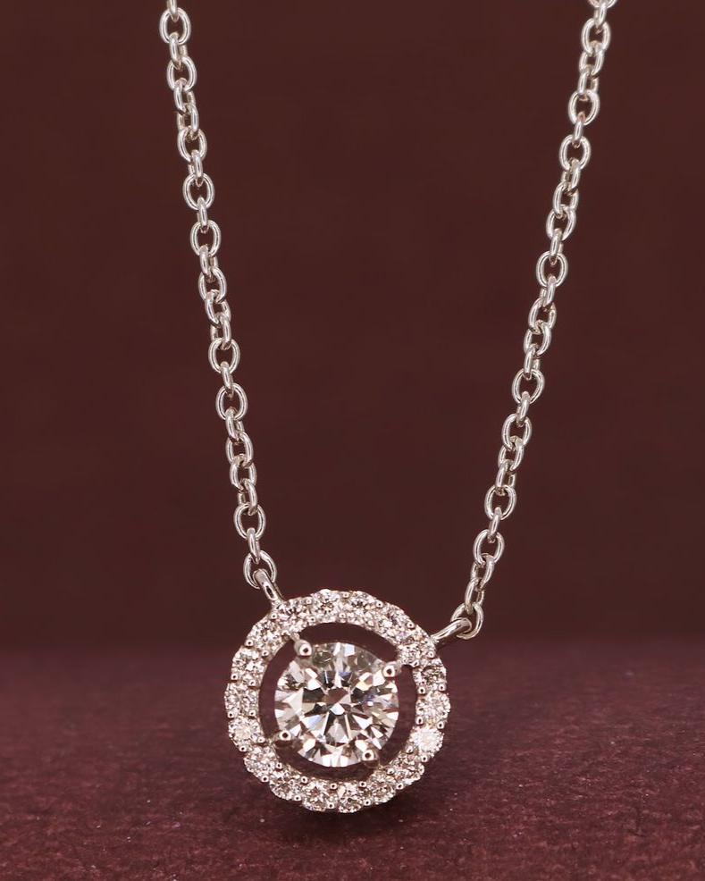 2.85Ct White Round Cut Solitaire With Halo Pendant | Birthstone Pendant | Everyday Wear Pendant | Jewelry Collection