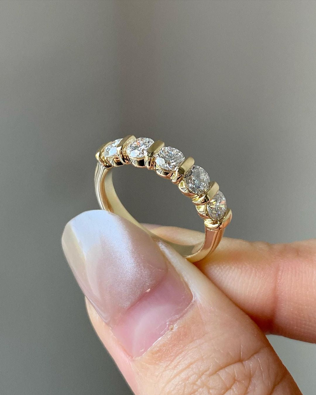 1.8Ct White Round Cut Bar Set Band Ring For Women | Engagement Proposal Band Ring For Her | Minimalist Band Ring | Designer Band Ring