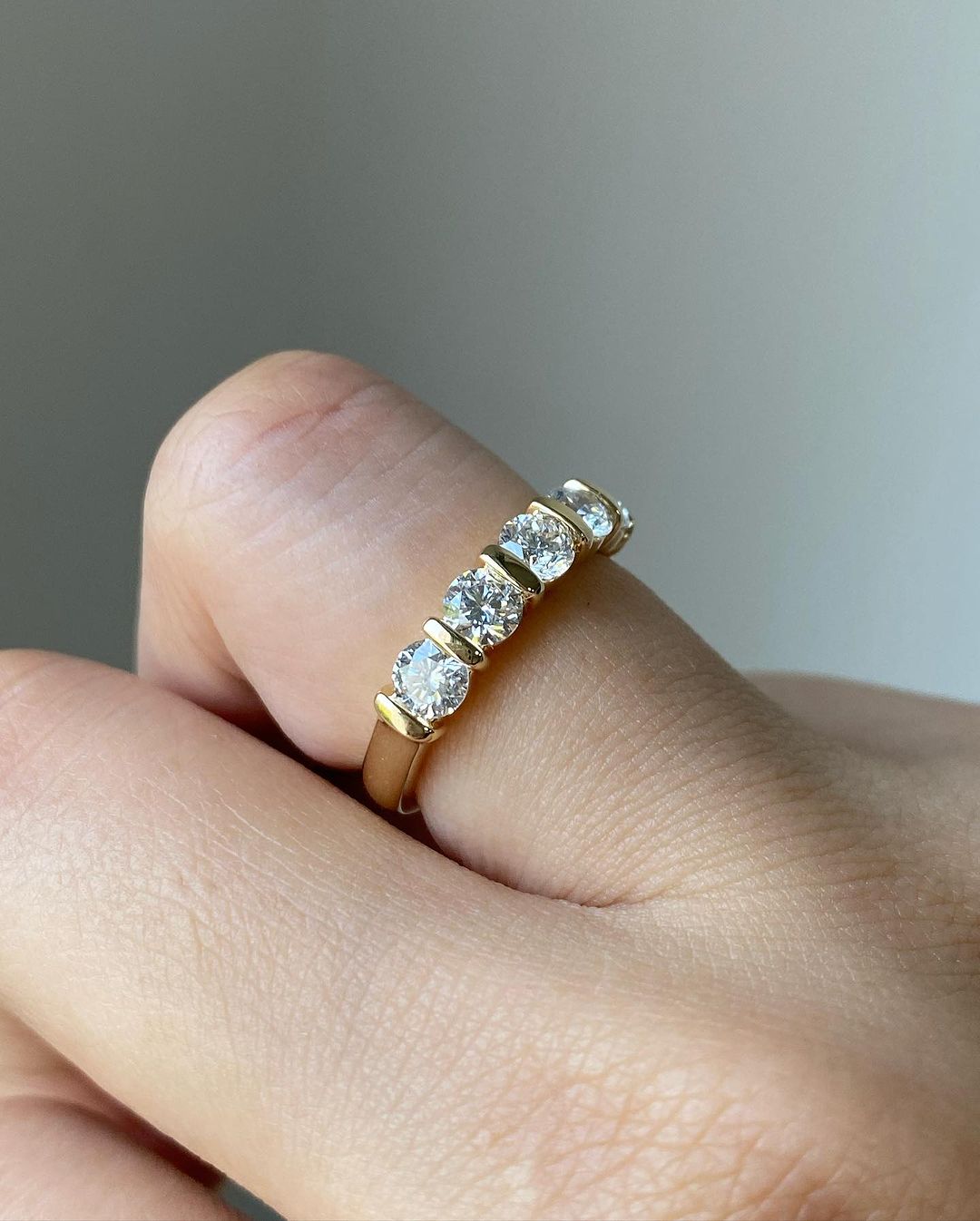 1.8Ct White Round Cut Bar Set Band Ring For Women | Engagement Proposal Band Ring For Her | Minimalist Band Ring | Designer Band Ring