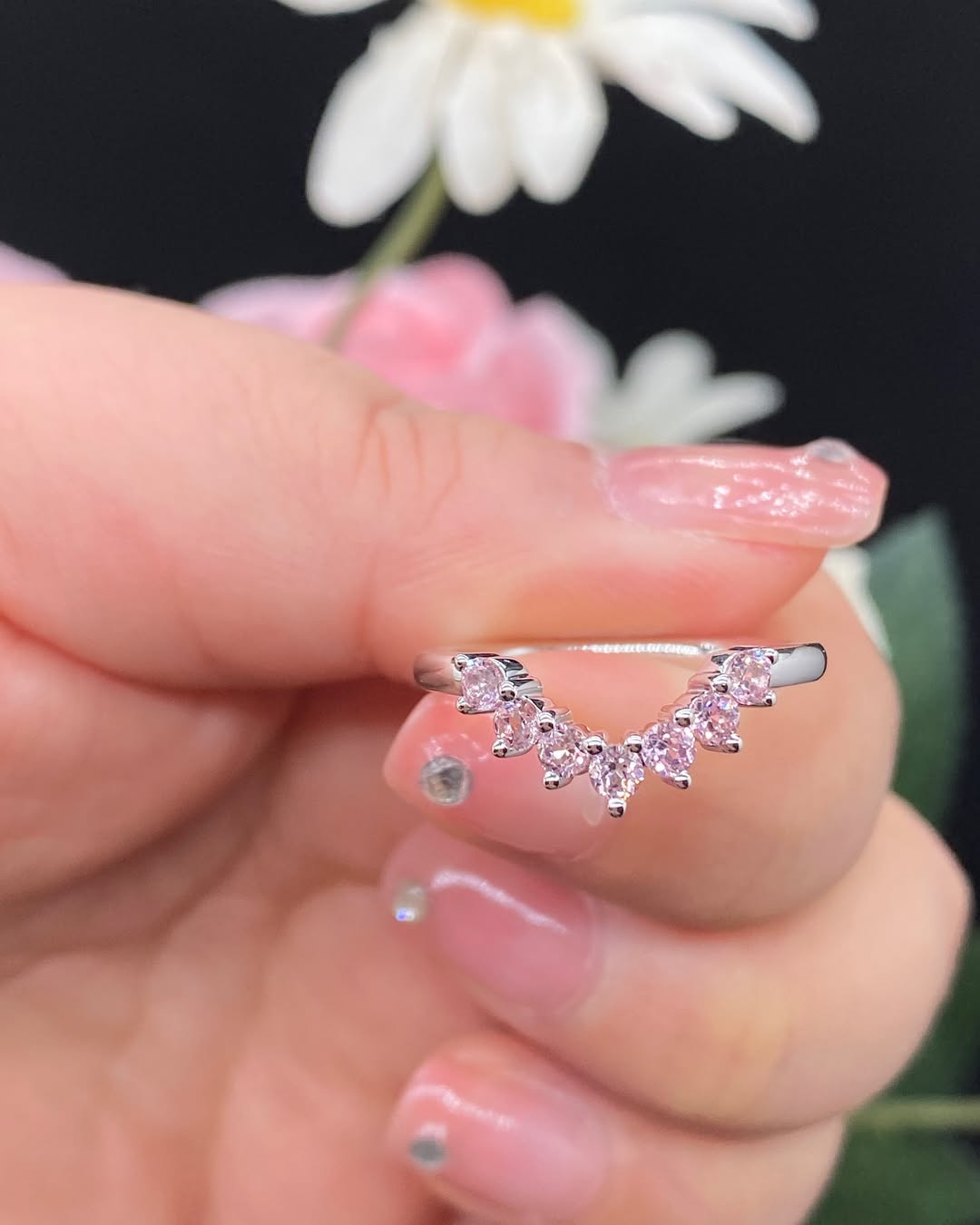 Curve Shape 2.10Ct Light Pink Round Cut Prong Ring | Proposal Ring For Her | Surprise Gift Ring | Women Jewelry