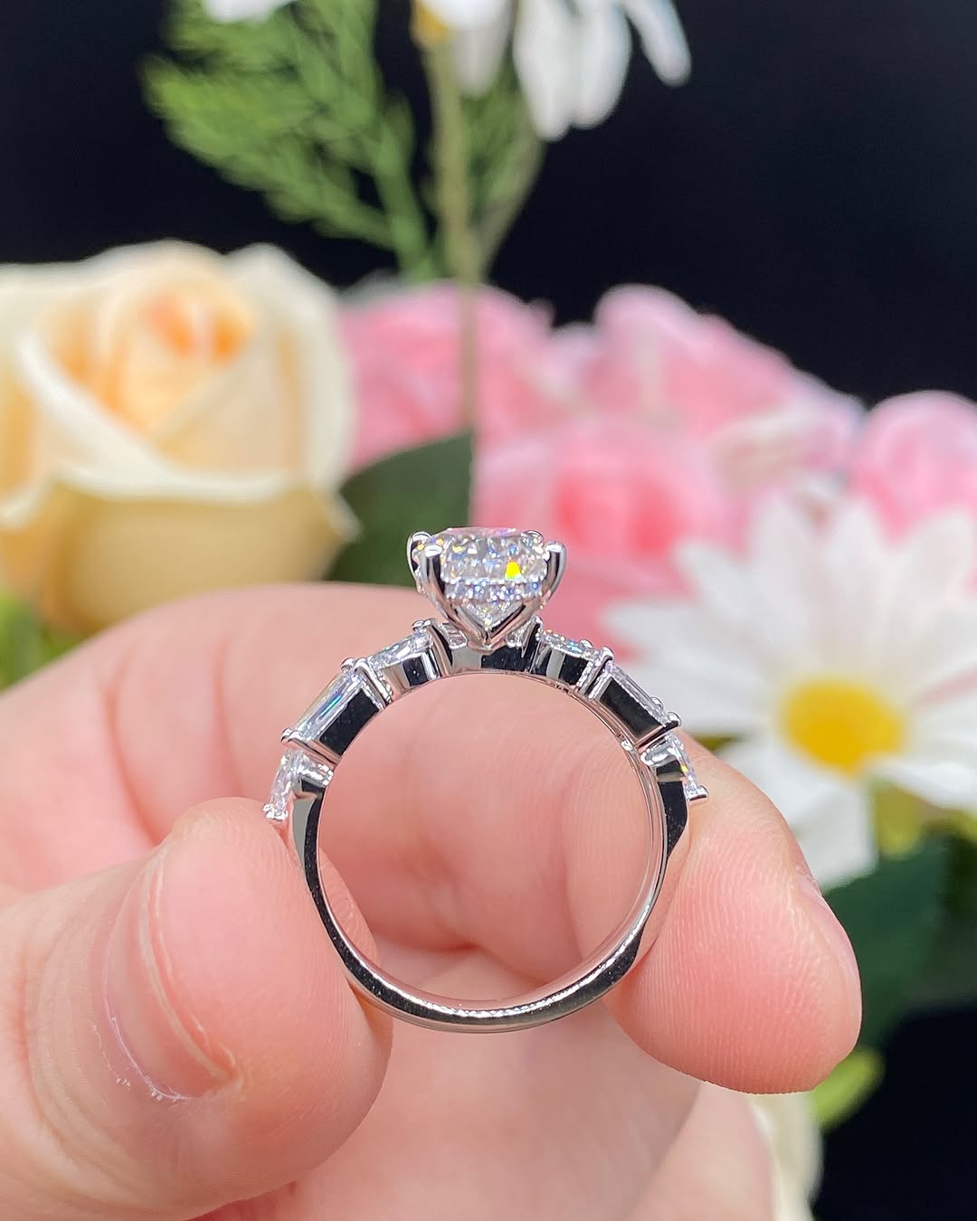 3.30Ct White Oval Cut Solitaire Ring Set | Special Occasion Wear Ring Set | Bridal Wedding Gift Ring Set