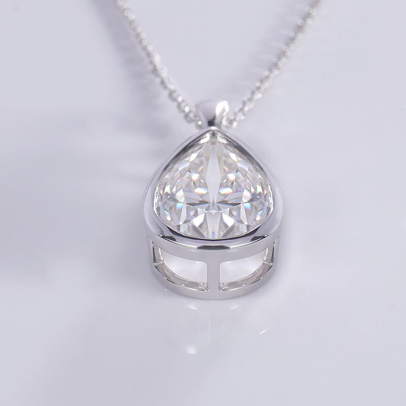 2.88Ct White Pear Cut Bezel Pendant | Daily Wear Pendant | Timeless Design | Handmade Pendant For Mother