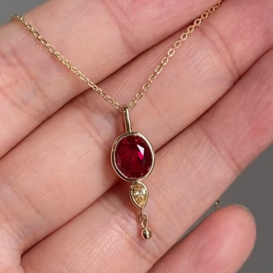 2.77Ct Red Oval Cut Bezel Pendant | Anniversary Gift Pendant | Perfect Gift Pendant For Wife | Sentimental Gift Pendant | Women Jewelry