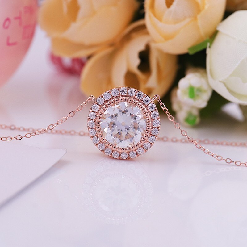 3.10Ct White Round Cut Bezel With Halo Pendant | Birthstone Pendant For Women | Fashion Jewelry | Modern Design Pendant | Awesome Pendant