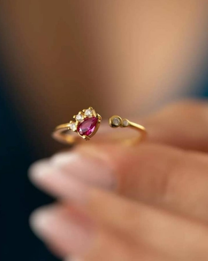 1.8Ct Pink Pear Cut Prong Ring | Open Cuff Ring For Women | Minimalist Ring | Everyday Jewelry For Her
