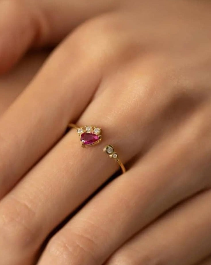 1.8Ct Pink Pear Cut Prong Ring | Open Cuff Ring For Women | Minimalist Ring | Everyday Jewelry For Her