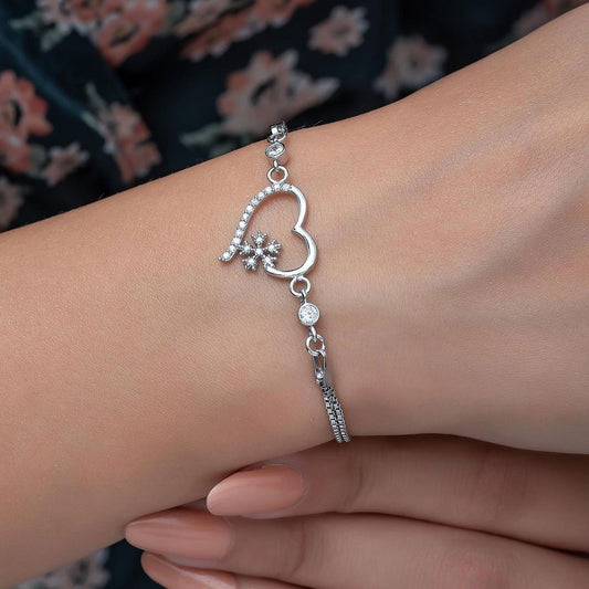Heart Shape White Round Brilliant Cut Signity Diamond Pave Bracelet | Proposal Gift Bracelet For Girlfriend | Fashion Jewelry For Women