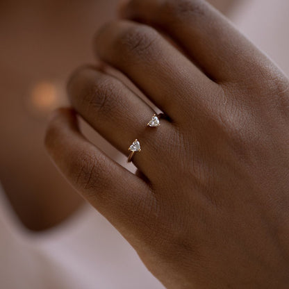 1.2Ct White Heart Cut Two Stone Ring | Simple Promise Ring | Toi Et Moi Ring | Forever One Ring