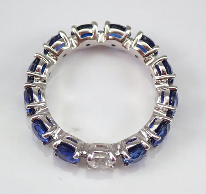 3.20Ct White And Blue Round Cut Full Eternity Band Ring | Anniversary Gift Ring For Women