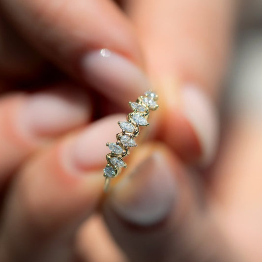 1.2Ct White Marquise Cut Half Eternity Band Ring | Minimalist Band Ring | Everyday Jewelry For Women | Timeless Design