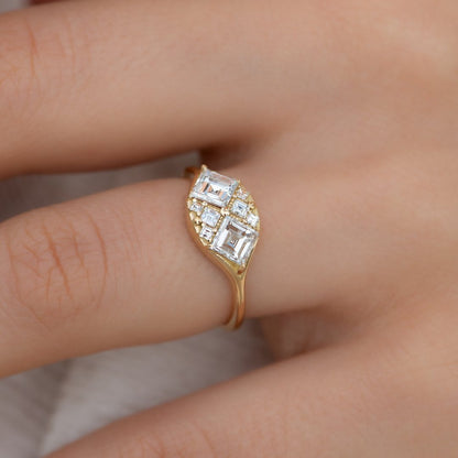 2.5CT White Asscher Cut Two Stone Ring | Statement Ring | Classic Ring | Thank You Gift Ring