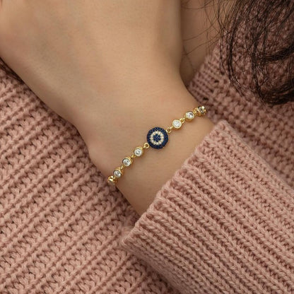 White Round Brilliant Cut Bezel And Eye Or Elevator Signity Diamond Cluster Bracelet | Adjustable Bracelet For Teenage Girl | Engagement Gift For Fiancee